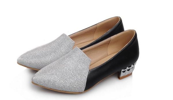 

women's shoes in spring and autumn low heel pointed end @128, Black