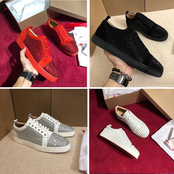 

2019 qulaity men women designer loafers red bottom spikes oxford dress shoes lady party wedding casual shoes outdoor luxury shoes, Black