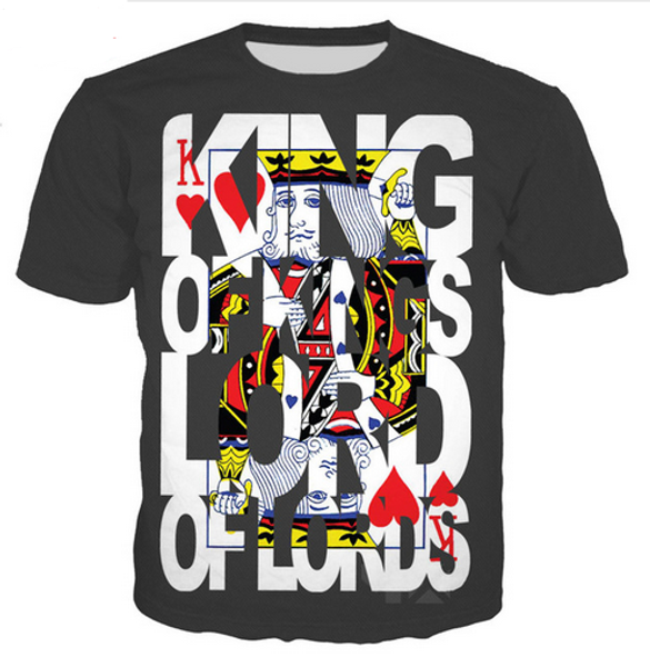 

casual mens womans playing cards 3d hd print t-shirt summer short-sleeved o-neck t-shirt fashion style shirt brand tees wr049, White;black