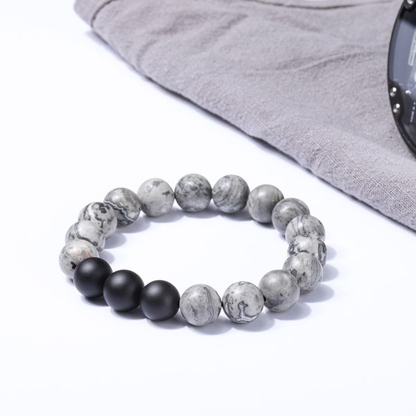 

wholesale simple custom mens beaded bracelets 10mm natural stone bead bracelet men 50pcs/lot+ing, Black