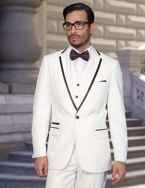 

custom made ivory groom tuxedos notch lapel men wedding tuxedos popular men business dinner prom blazer 3 piece suit(jacket+pants+tie+vest)3, Black;gray