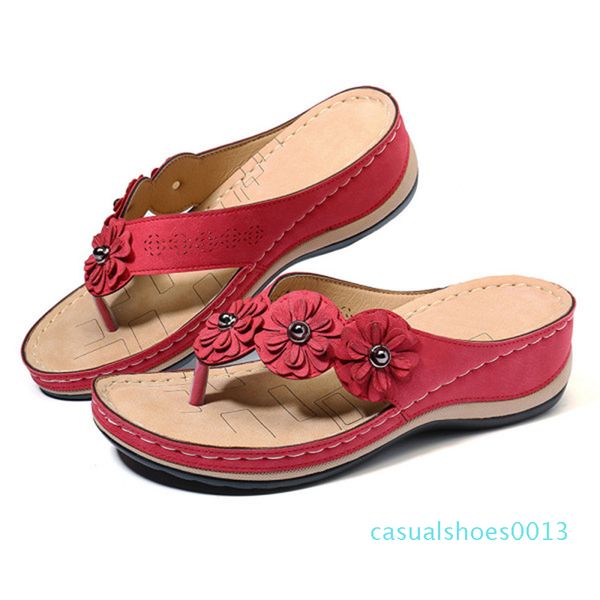 

women's flower sandals 2020 summer wedge slippers shoes women vintage flip flops female ladies woman sandals lady casual slides c13, Black