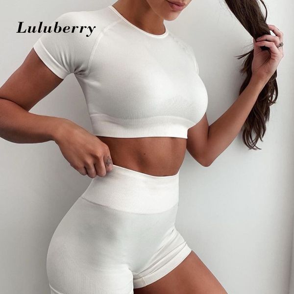 

2020 summer sport set women white two 2 piece yoga set crop t-shirt shorts sportsuit workout outfit fitness dry fit gym sets, White;red