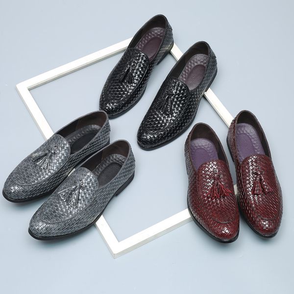 

2020 new style mens large size peas shoes foreign trade cross-border explosions casual set foot shoes creative fashion tassel mens shoes, Black