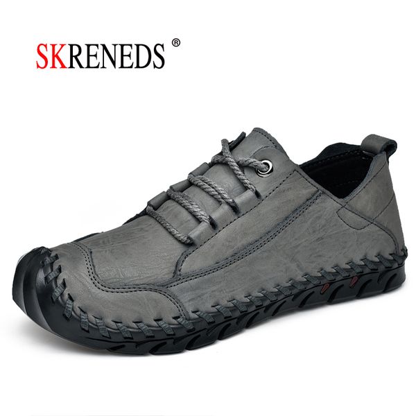 

skreneds brand 2019 new fashion genuine leather casual shoes handmade driving shoes vintage loafers flats men's, Black