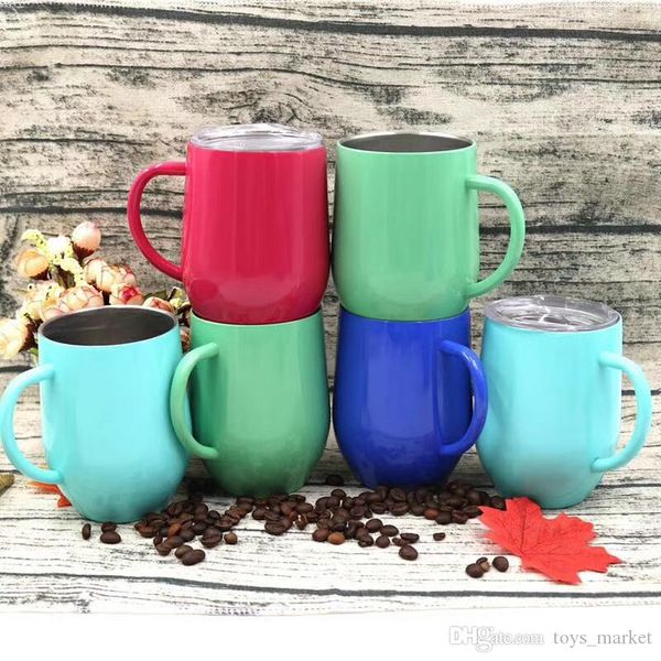 

9 унций бокал для вина с ручкой из нержавеющей стали чашки с порошковым покрытием мода бокалы для вина в форме яйца путешествия кружки пива