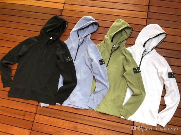 

autumn men sweatshirts new designer sports hoodie compass armband terry fabric stitching sleeves ykk zipper comfortable travel sweater, Black