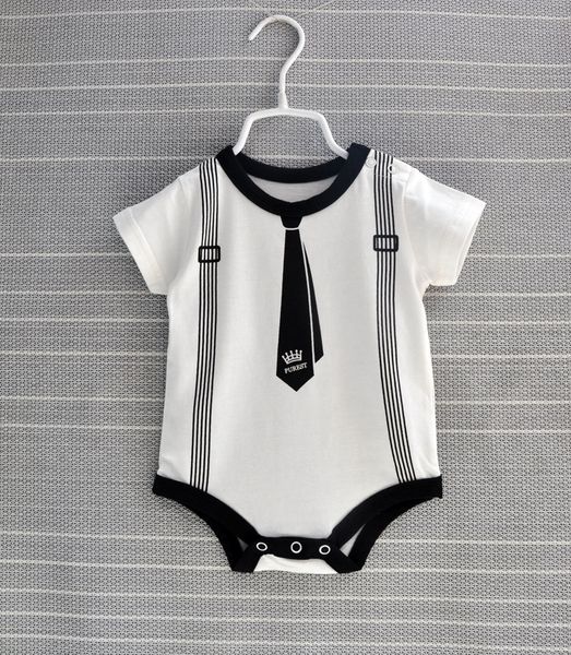 

Summer Baby Boy Romper Short Sleeves Cotton Crawling Newborns Baby Boy Clothes Gentleman Rompers 3 6 9 Months, Black white