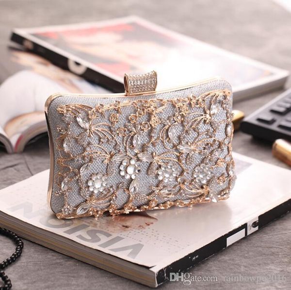 

wholesale brand women handbag boutique hollowed-out carved dinner bag locks diamond encrusted women hand bag exquisite alloy carved dress ba