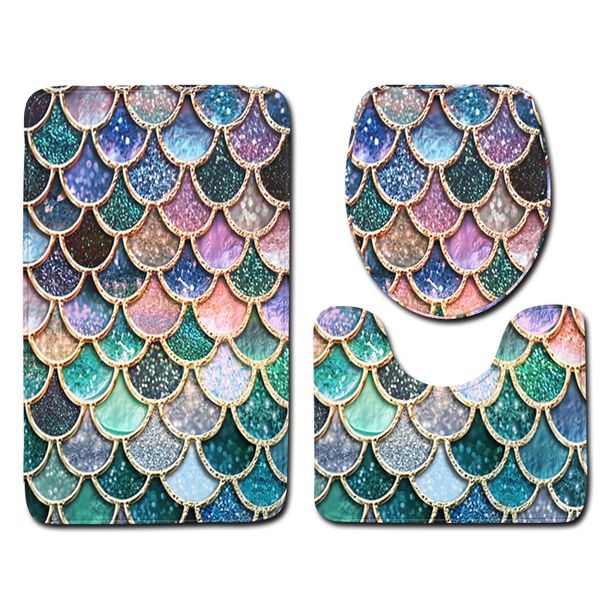 

honlaker рыба масштаб pattern коврик для ванной 3 шт./комплект туалет крышка коврик абсорбент нескользящей коврики для ванной ковры ванная к