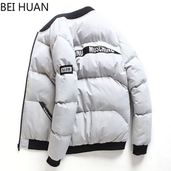 

men's cotton clothing winter korean version of new men's vertical collar pure color cotton clothing youth fashion, Black
