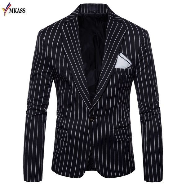 

2018 new brand men business slim fit casual dress suit blazer cotton wedding costume striped formal blazer suit jacket 4xl, White;black