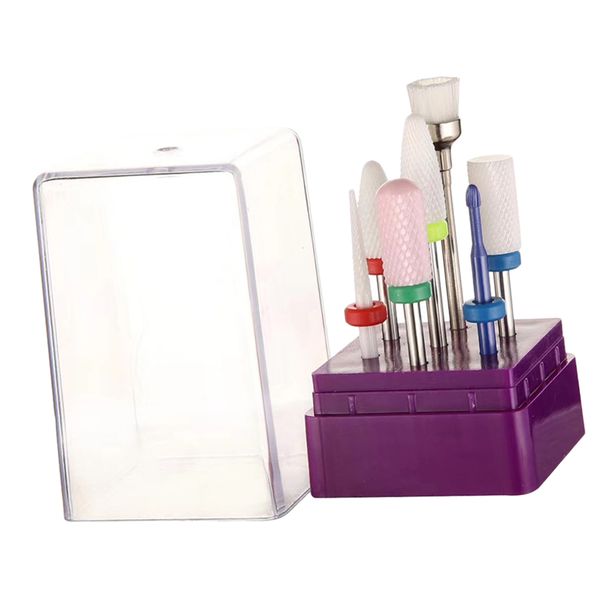 

7x ceramic electric nail drill bits cleaning brush set nail filing polishing bit