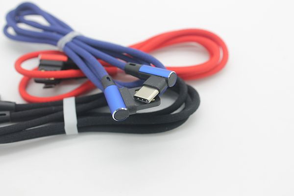 

2a type c cable 90 degree aluminum shell fabric usb to type-c data fast charging cable cord od 3.5mm via dhl 500+