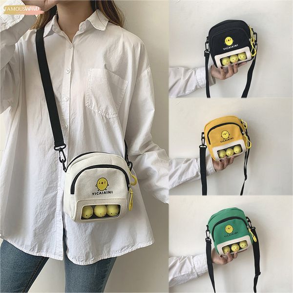 

girls messenger bag cute chick dolls handbag women contrast color canvas printed bag versatile shoulder messenger bags n