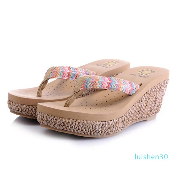 

karin 2020 fashion new wedge high heels summer slippers woman shoes platform dropship shoes women slippers l30, Black