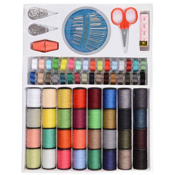 

64 spools sewing kits diy multi-function sewing box set for hand quilting stitching embroidery thread accessories, Black