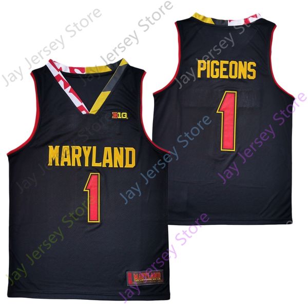 

2020 new ncaa maryland terrapins stats jerseys 1 pigeons college basketball jersey black size youth all stitched, Black;red