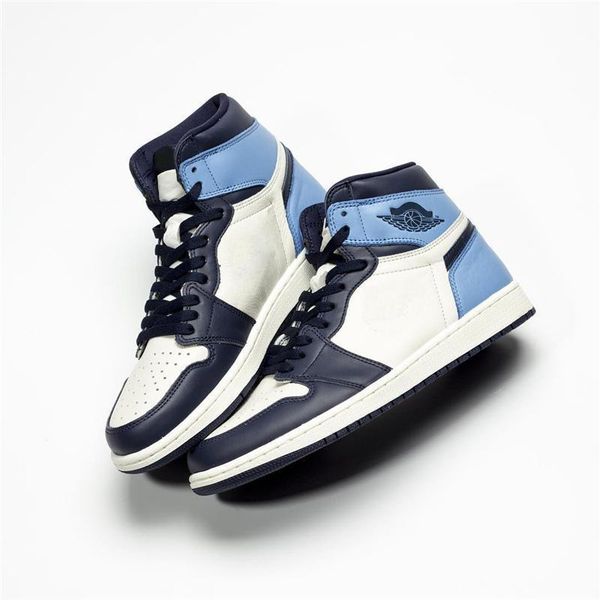 

release 1 og high unc leather obsidian men basketball shoes university blue retro sail 555088-140 authentic sneakers size 7-13