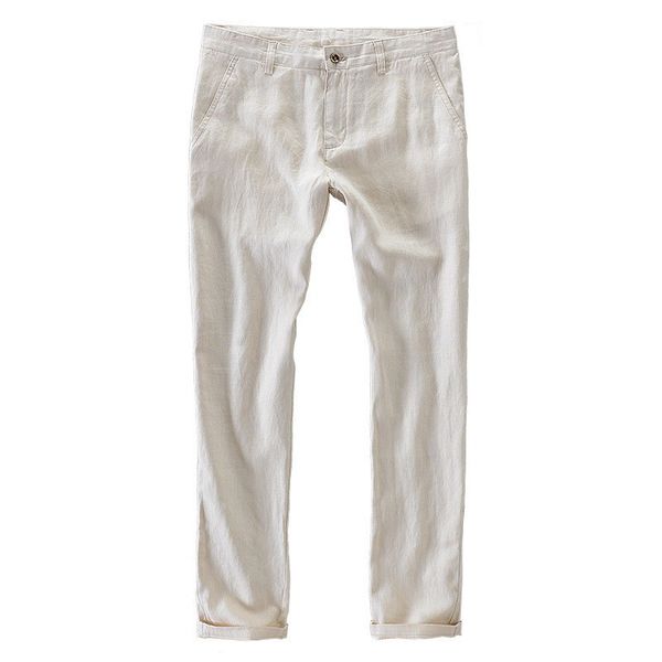 

100% linen pants men loose elastic trousers men brand casual pants mens spring summer trousers mens plus size 30-40 pant 7407, Black