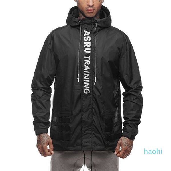 

fashion-2020 new hooded jackets men's cardigan coat long-sleeved letter printing running casual jacket quick-drying fitness clothes, Black;red