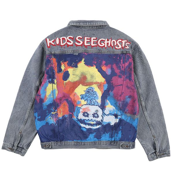 

new kids see ghosts denim jacket 2020 men women kids see ghosts jacket, Black;brown
