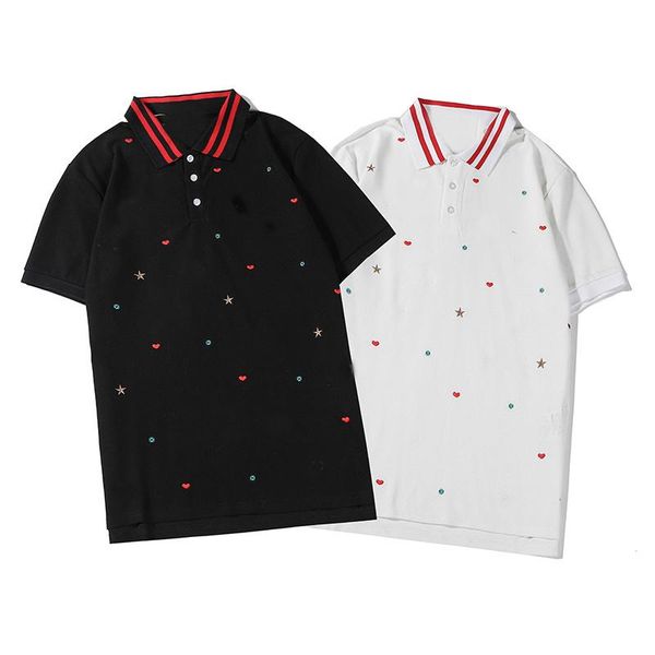 

летние топы brand дизайнер мужчины дизайнер поло футболки мужские и женщин с коротким рукавом рубашки отверстие письмо printed crew neck топ, White;black
