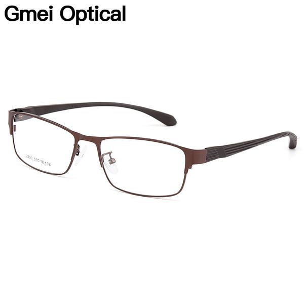 

gmei optical men titanium alloy eyeglasses frame for men eyewear flexible temples legs ip electroplating alloy spectacles y2423, Silver