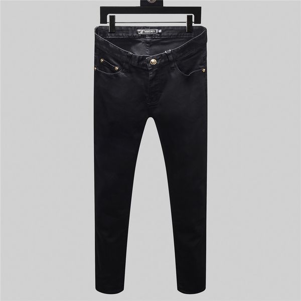 

2020 новые мужские джинсы мужские разрывы стрейч джинсы модный дизайнер slim fit промытый мотоцикл джинсовые брюки мужские дизайнерские джин, Blue