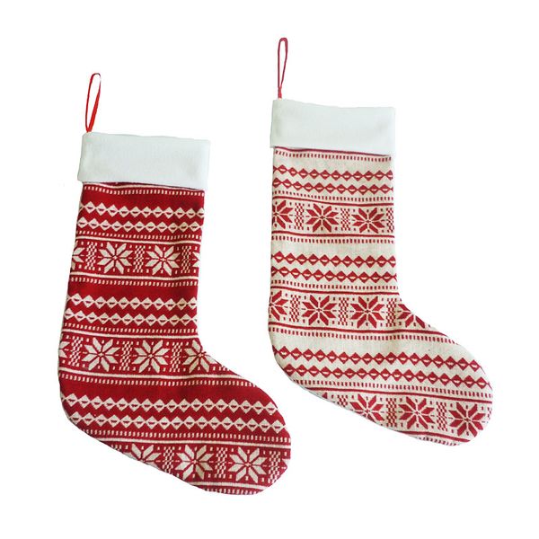 

1pcs linen christmas stocking santa claus sock burlap gift holder christmas tree decoration new year gift candy bags