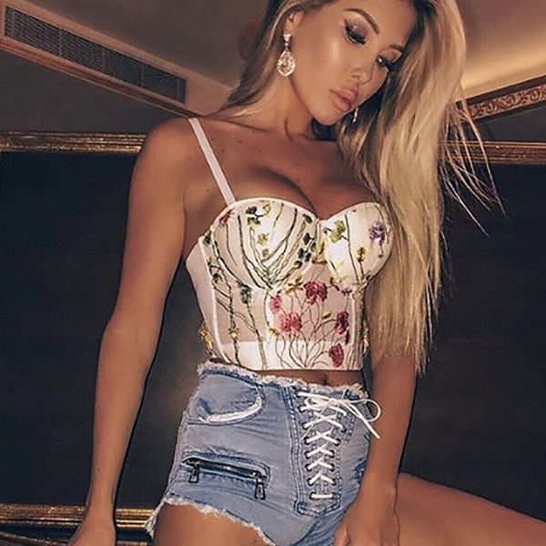 

2020 summer women's lace embroidery floral bralette bralet bra bustier crop strappy cami tank underwear, Red;black