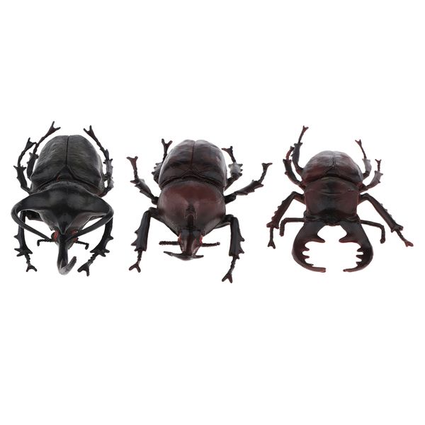 

3x realistic plastic insect bugs figures beetle for halloween party favors