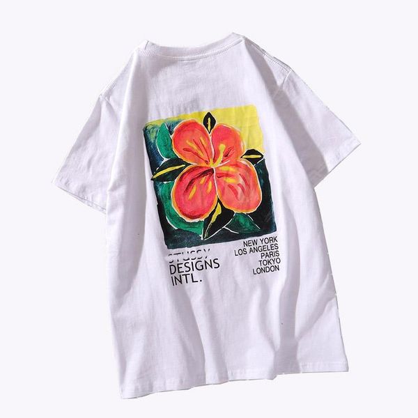 

brand tshirt mens fashion luxury tshirts cotton t-shirt men women street sport t-shirts flowers print trend t shirt, White;black