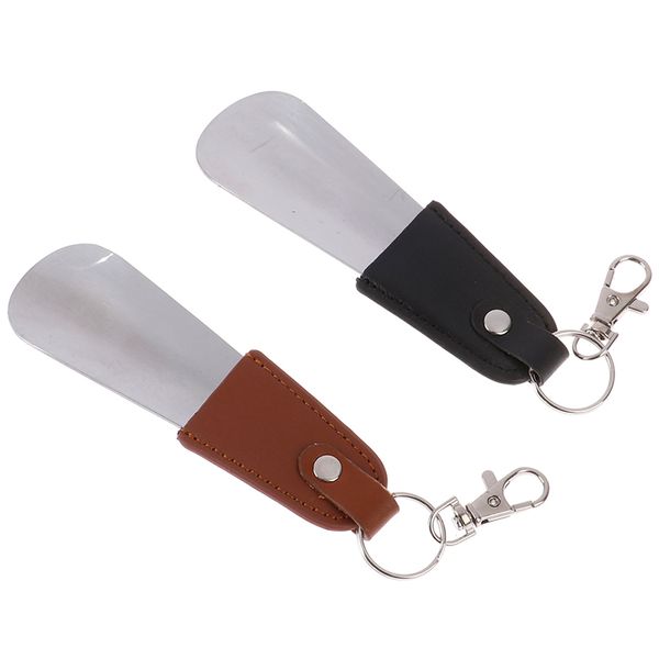 

durable shoehorn shoe horn stainless steel foldable leather handle easy to carry quality shoes accessories for men women, White;pink