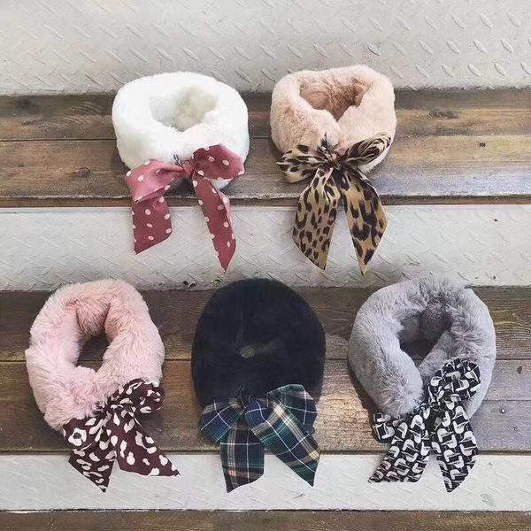 

fashion leopard girls scarves sweet princess scarf kids children boys winter ring a8451, Red;brown