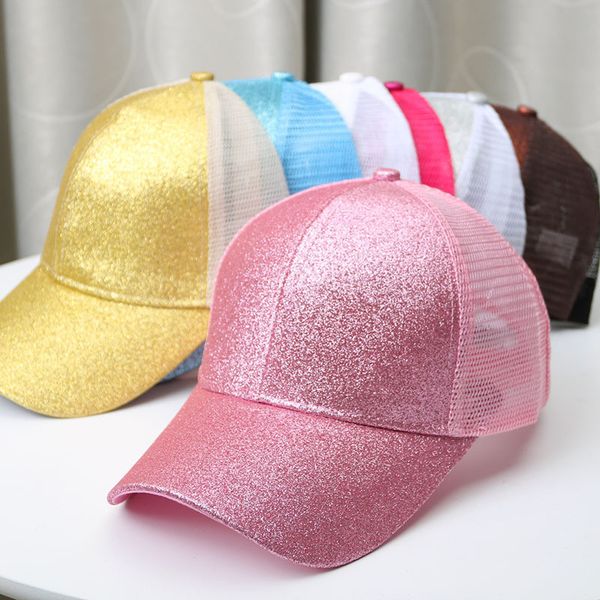 

adjustable glitter baseball hats summer ponytail cap messy snapbacks caps plain visor cap breathable sequins sun hat, Black;white