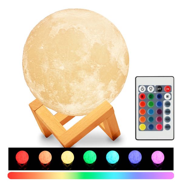 

3d printing moon lamp colors change touch switch lunar light bedroom bookcase night light home decor christmas gift dropship