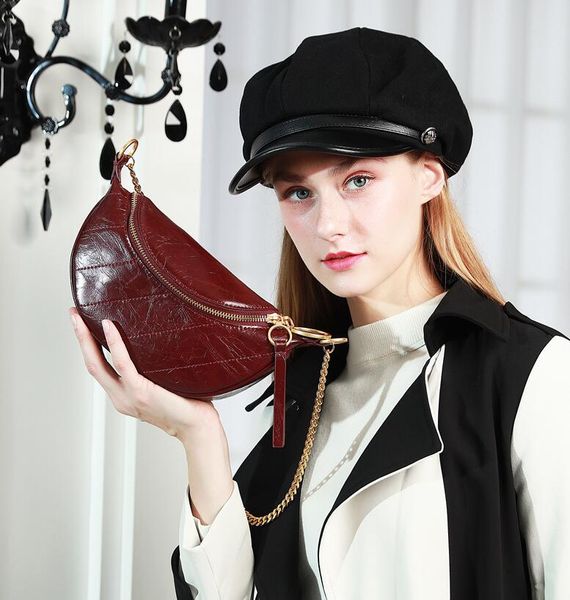

2020 new messenger small c k women's fashion autumn and winter leather shoulder small ck pleated waist bag waist bag ladies chest bag