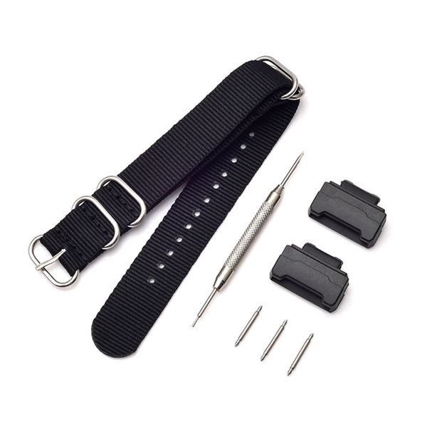 

watch strap spring bar tool kit pin buckled nylon wristwatch bands converter replacement accessories, Black;brown