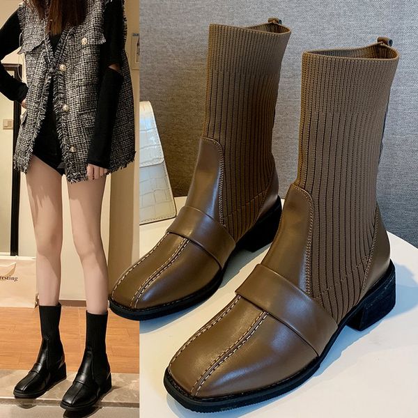 

shoes women's rubber boots luxury designer winter footwear platform boots-women booties woman 2019 low heel lace up rock, Black