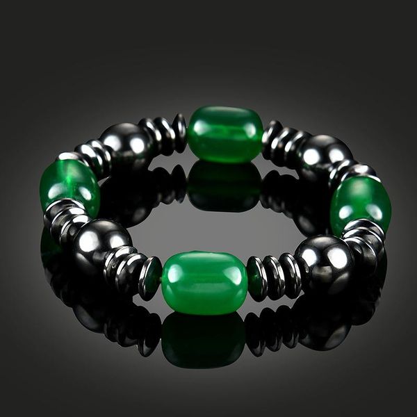 

black magnetic hematite bracelet green stone beads string bracelet bangle power healthy jewelry for women men