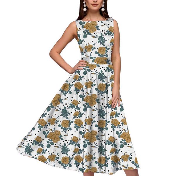 

2020 women's floral sleeveless elegant dress dress, Black;gray