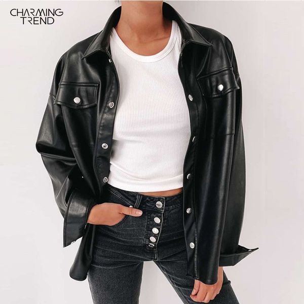

women's fashion faux leather pu lapel jacket women spring autumn basic motorcycle jacket black faux leather coats outerwear