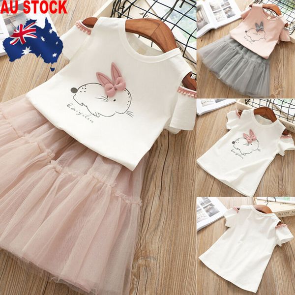 

2pcs infant baby girl 1t-6t одежда пасха шаблон футболка + туту юбка платье, White