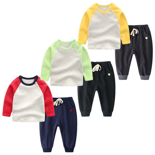 

new kid set 2019 spring autumn fashion style cartoon baby sets long sleeve sweatshirt+pants 2pcs boys clothes kids clothes, White
