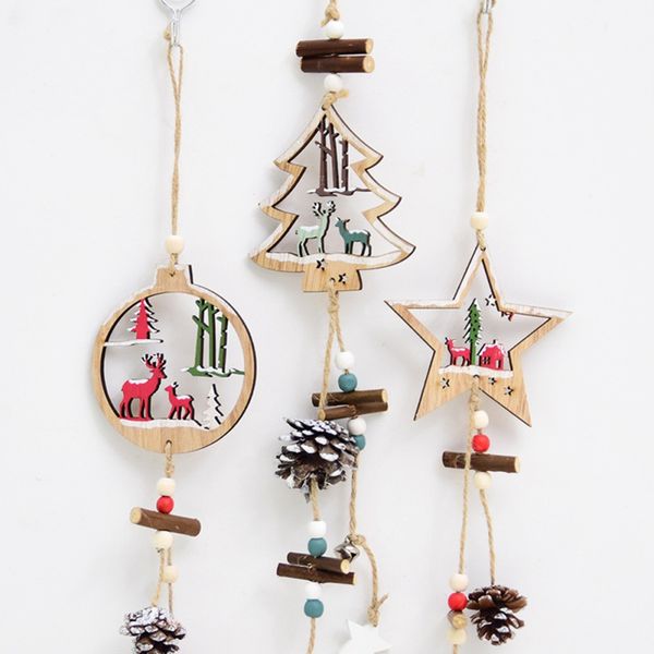 

2020 new wooden hollow hanging christmas decorations for home christmas tree decoration navidad xmas festive party supplies