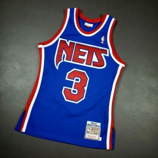 

100% stitched drazen petrovic mitchell & ness 92 93 nj jersey size xs-5xl mens throwbacks basketball jerseys, Gray