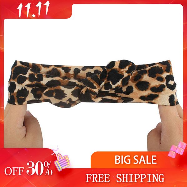 

newborn kids girls leopard headband baby toddler turban bow knotted hair band headwear cute lovely gifts party accessories new, Slivery;white