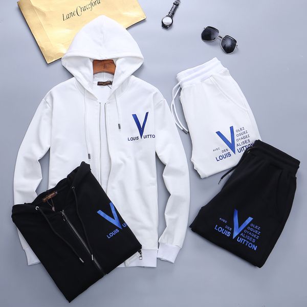 

2020 brand autumn men's and women's designer sportswear brand jacket pants set luxury printed letter zipper fashion casual suit hi, Gray