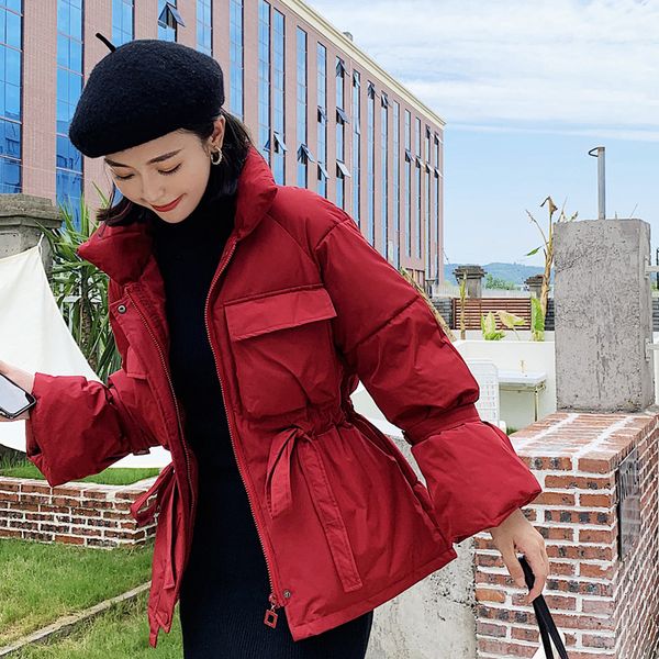 

2019 new design female women winter solid sashes coat thick students outwear sweet women plus size 4 colors, Black